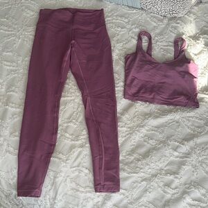Lululemon Purple Leggings and Sports Bra Set